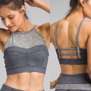 prAna Leily Nautical High Neck Sports Bra grey size XS